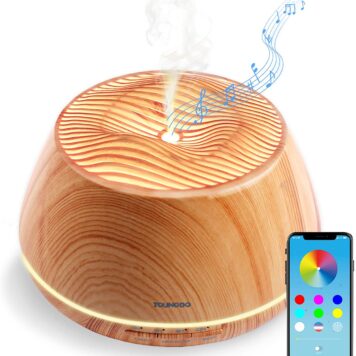 per Ufficio,Camera,Sale Co App di Controllo Olio Essenziale Diffusore Con Altoparlante Bluetooth Diffusore di Oli Essenziali 8 Colori LED con Altoparlanti Bluetooth GXZOCK Diffusore di Aromi 350 ml 