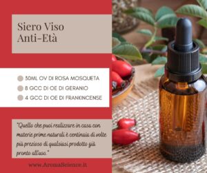 Siero viso con oli essenziali in olio vegetale di rosa mosqueta